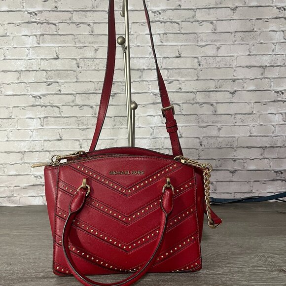 MICHAEL KORS ELLIS Red studded handbag - Picture 1 of 5
